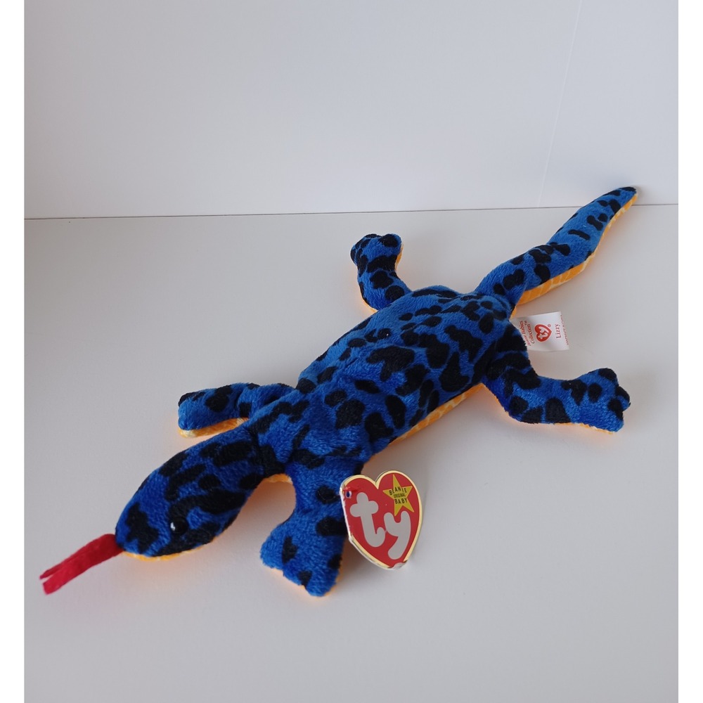 Vintage 90s Lizzy Lizard Ty Beanie Baby Plush Stuffed Animal Collectible Toy
